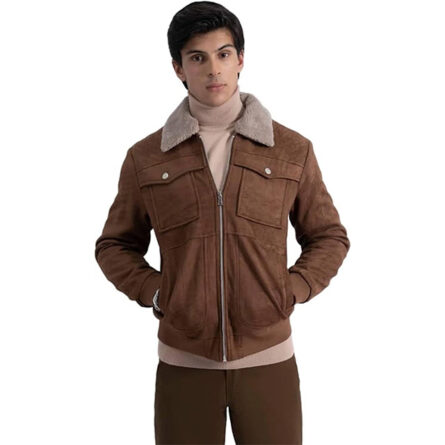 Men's Bomber Suede Fur Collar Jacket