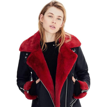 Women's B3 Real Leather Maroon Fur Jackets