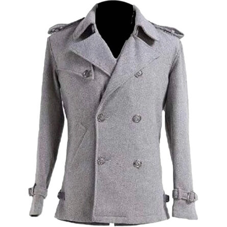 Men's Grey Edward Cullen Pea Wool Coat