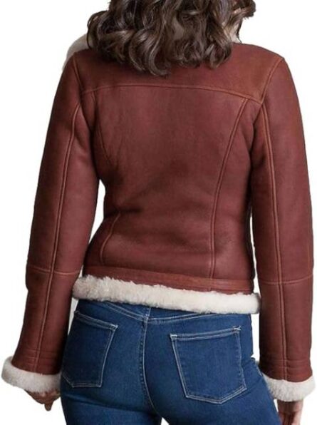 *"A stylish women’s B3 bomber jacket with a plush fur lining, featuring, ribbed cuffs, and a open style. The jacket has a vintage aviation-inspired design with a cozy fur collar and multiple pockets for a chic, functional look."*