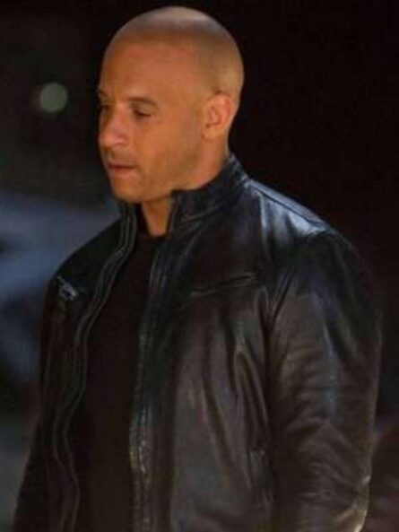 *"Dominic Toretto’s black leather jacket from Fast & Furious 6, featuring an asymmetrical zipper, notched lapels, multiple zippered pockets. Made of genuine distressed leather for a rugged, biker-inspired look."*