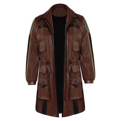 "Starfield Noel faux leather jacket for cosplay, Halloween, and carnivals – sleek sci-fi costume jacket with futuristic detailing, perfect for gamers and party events."