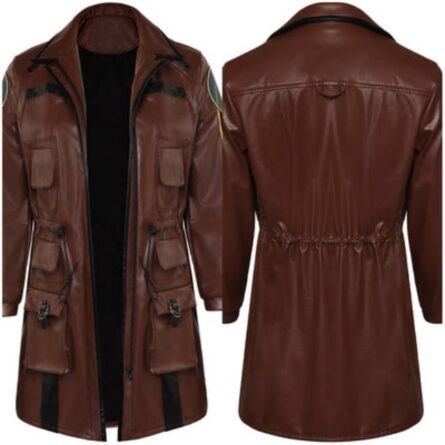 "Starfield Noel faux leather jacket for cosplay, Halloween, and carnivals – sleek sci-fi costume jacket with futuristic detailing, perfect for gamers and party events."