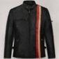 James Marsden X-Men brown real leather jacket with front zipper closure, chest, waist, and sleeve zipper pockets, and adjustable waist tabs.