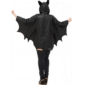 Real leather bat wing jacket with faux fur hood and cat ears, featuring extended wing-style sleeves and front zipper closure, shown front and back.