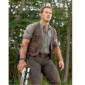 Chris Pratt Jurassic World Owen Grady brown leather vest with front zip and utility pockets.