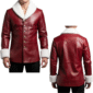 Santa Claus leather jacket for men and womens Santa Claus costume leather jacket Red leather Christmas cosplay jacket